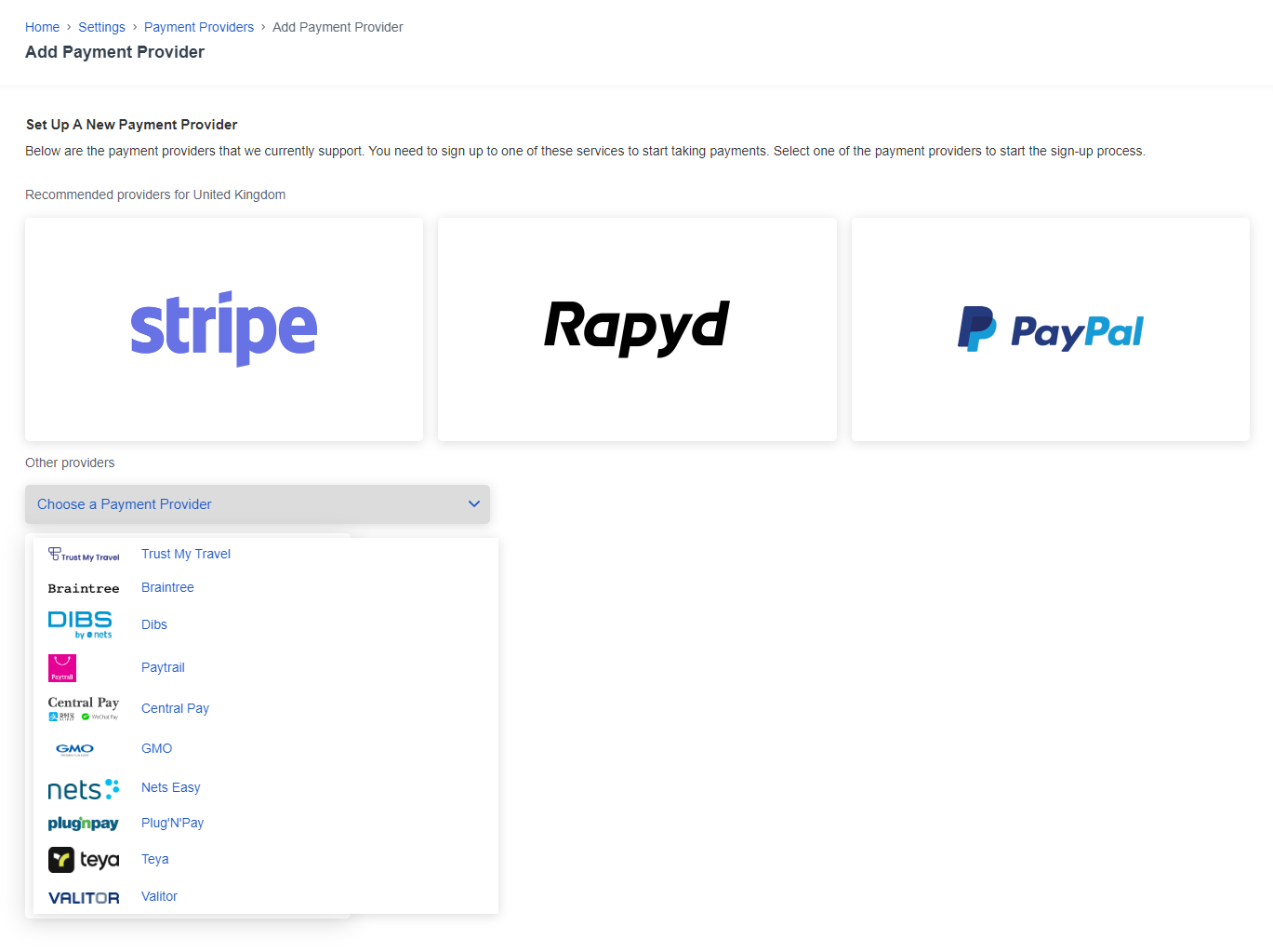 Add a Payment Provider: Stripe, Rapyd, PayPal