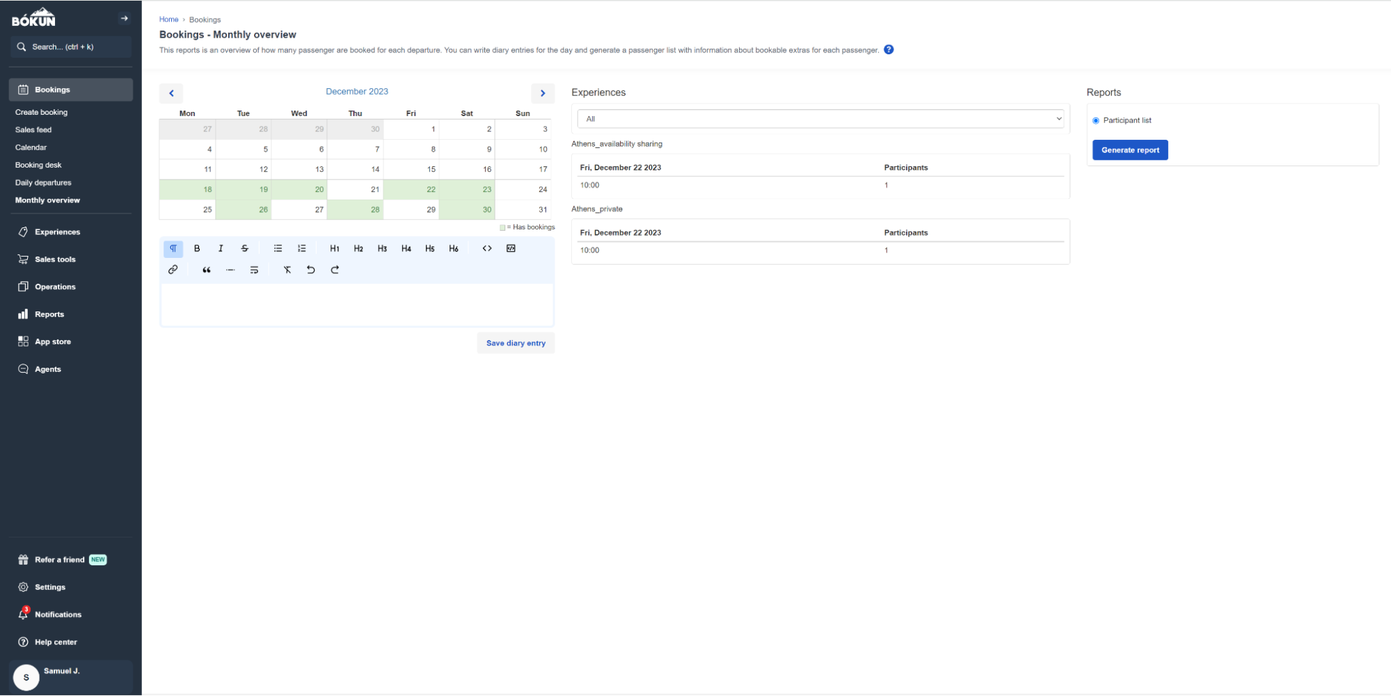 Bookings: Monthly Overview