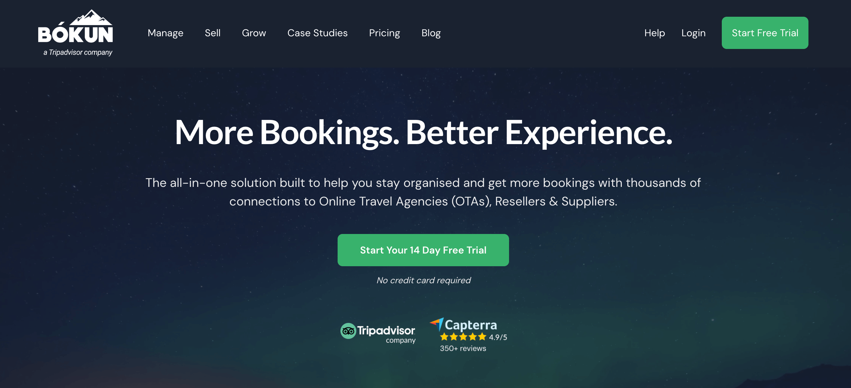 Bókun homepage: More Bookings. Better Experience.