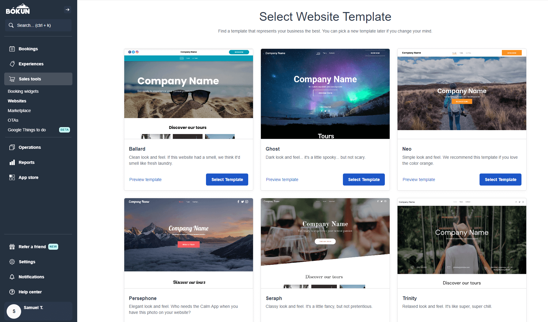 Select Website Template