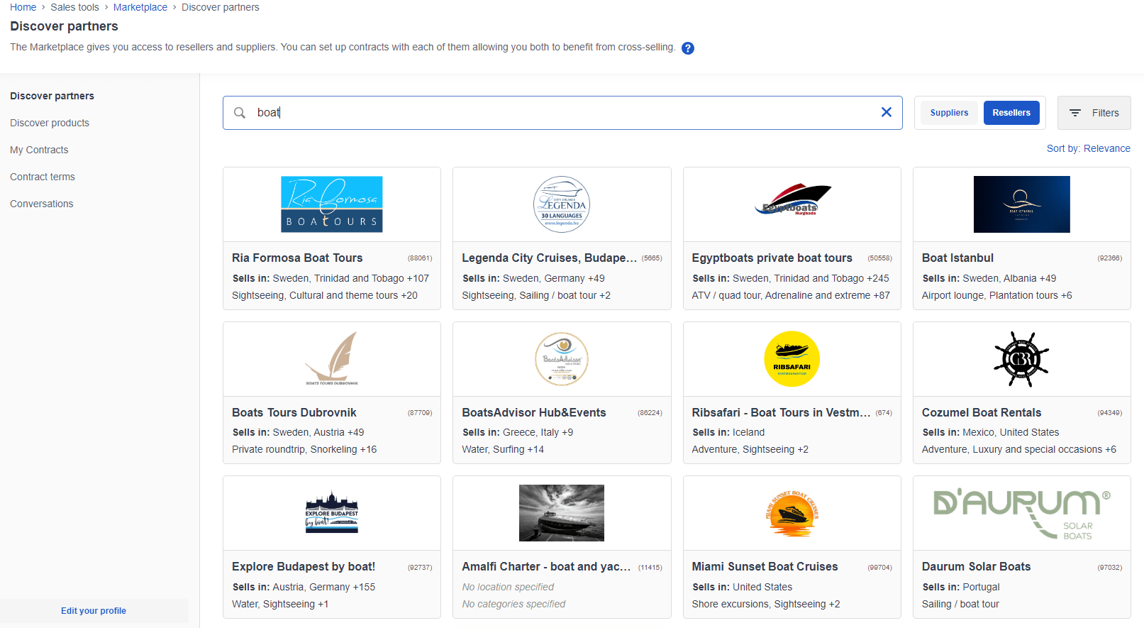 Discover partners: Boat resellers search