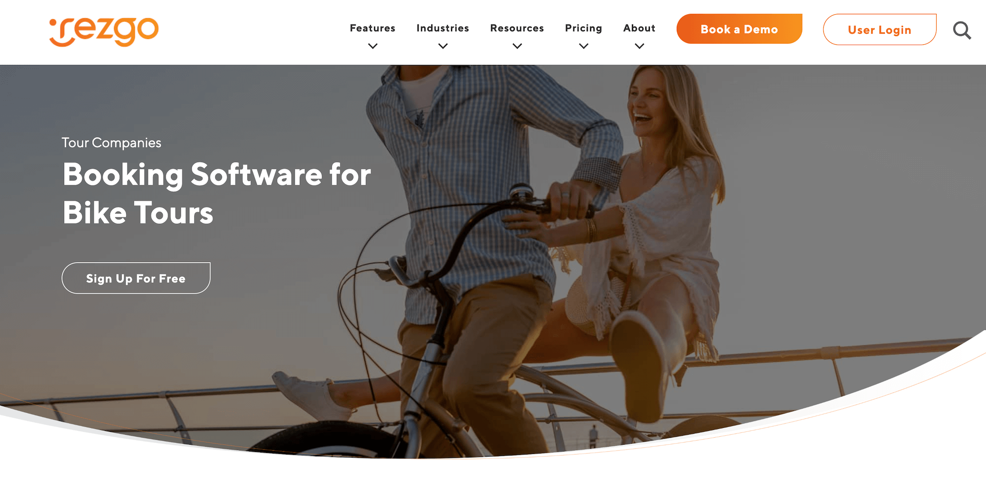 Rezgo homepage: Booking Software for Bike Tours