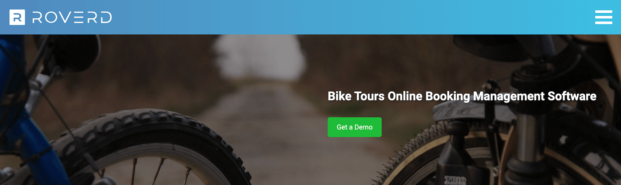 Rovered homepage: Bike Tours Online Booking Management Software