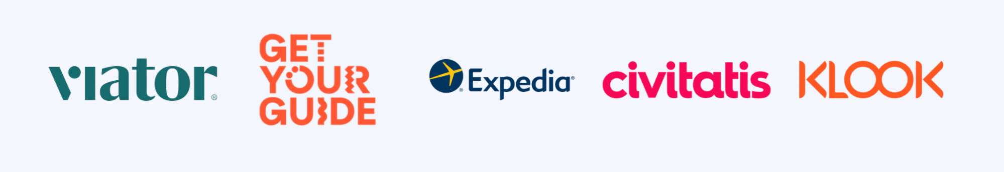 Viator, Get Your Guide, Expedia, Civitatis, Klook