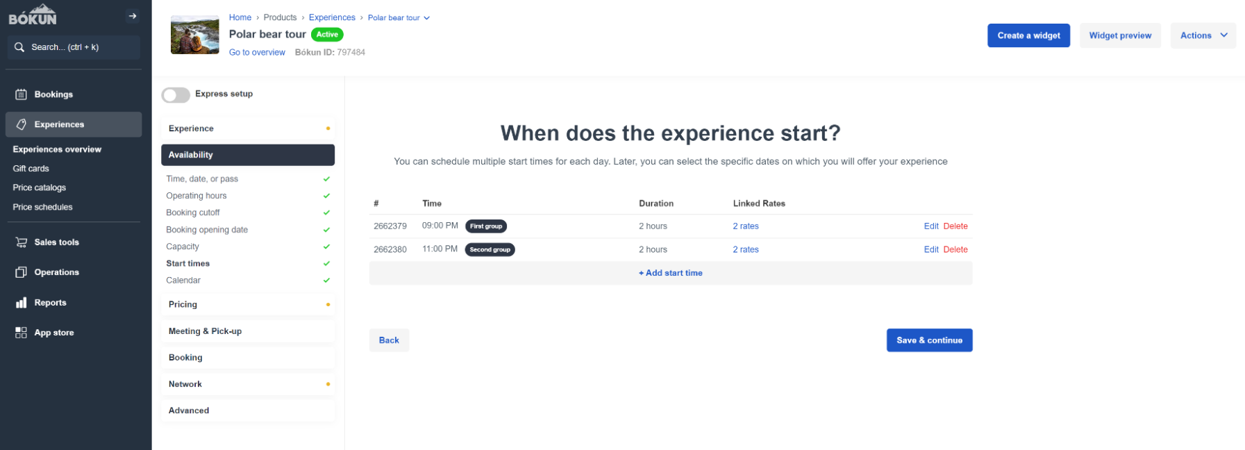 When does the experience start?