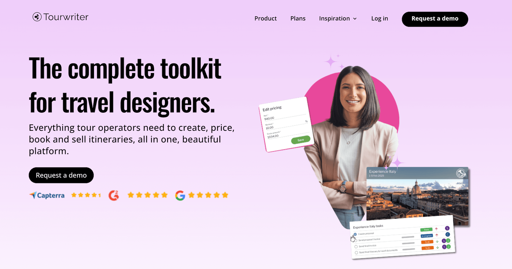 Tourwriter homepage: The complete toolkit for travel designers
