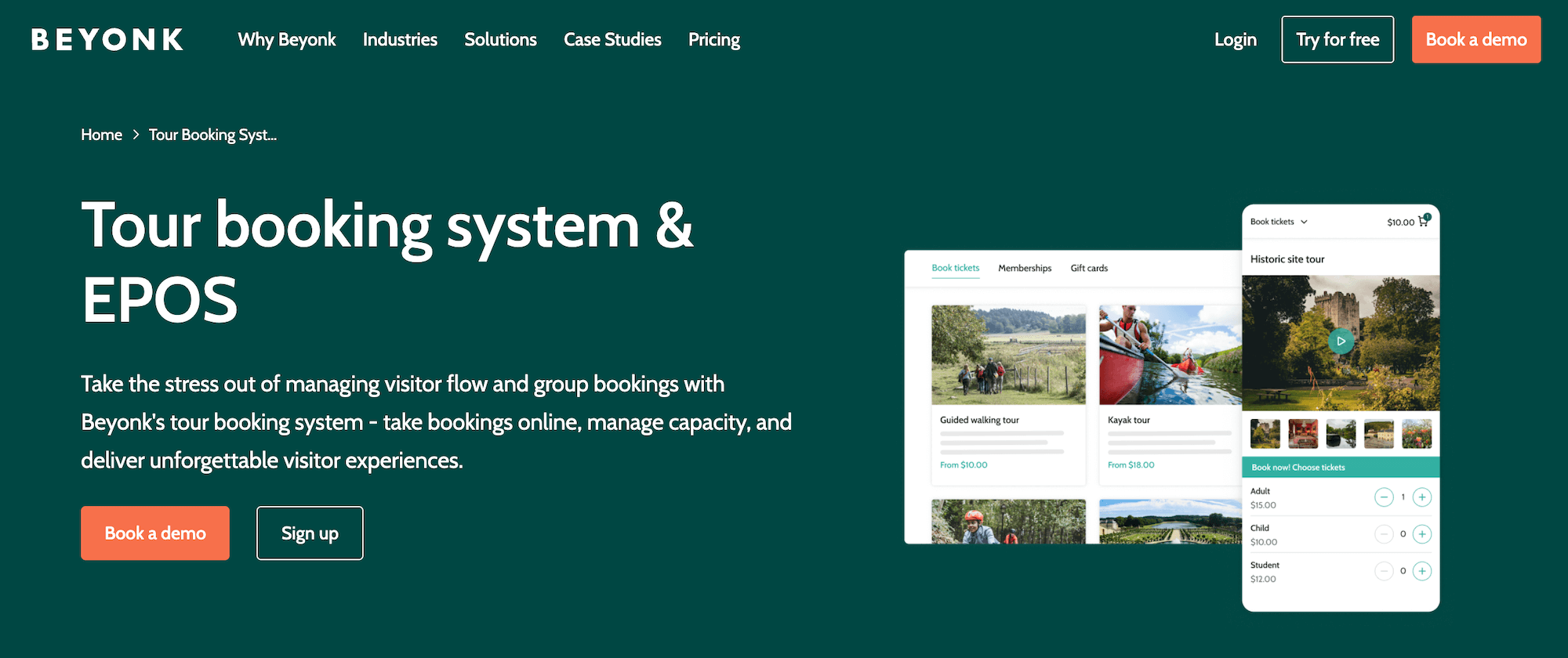 Beyonk Tour Booking System & EPOS homepage