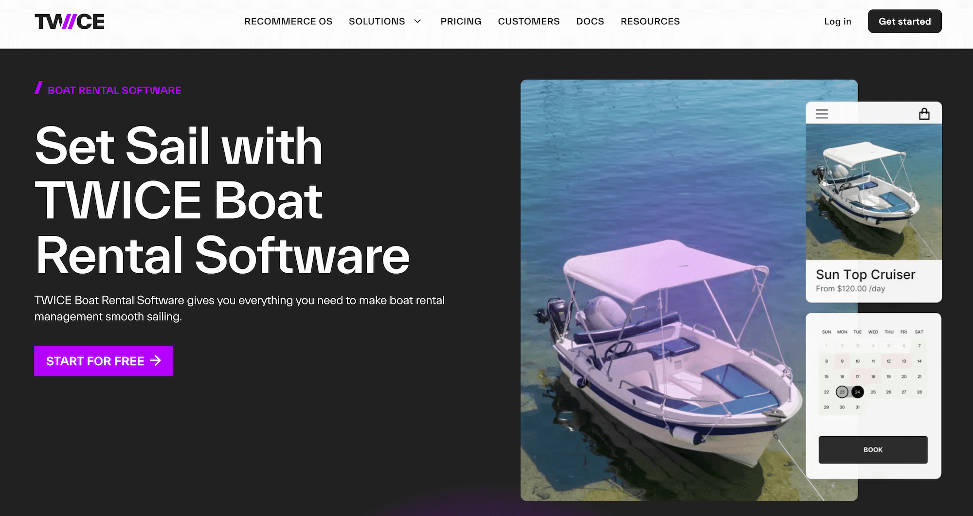 TWICE Boat Rental Software homepage: Everything you need to make boat rental management smooth sailing