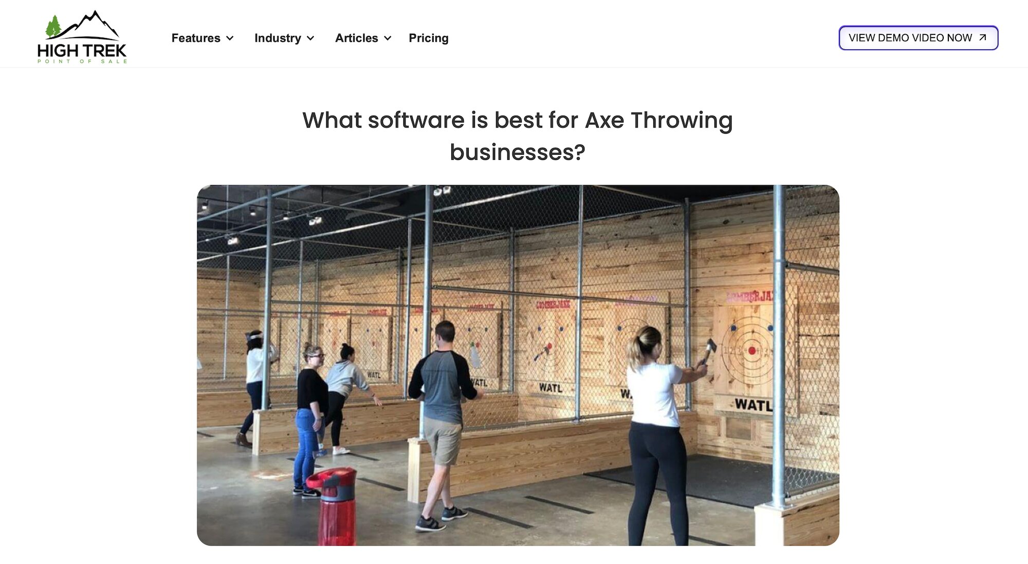 High Trek Point of Sale Axe Throwing landing page